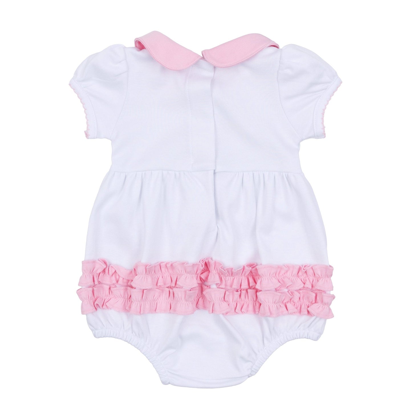 Precious Pumpkins Collared Ruffle Short Sleeve Bubble - Pink - Magnolia BabyBubble