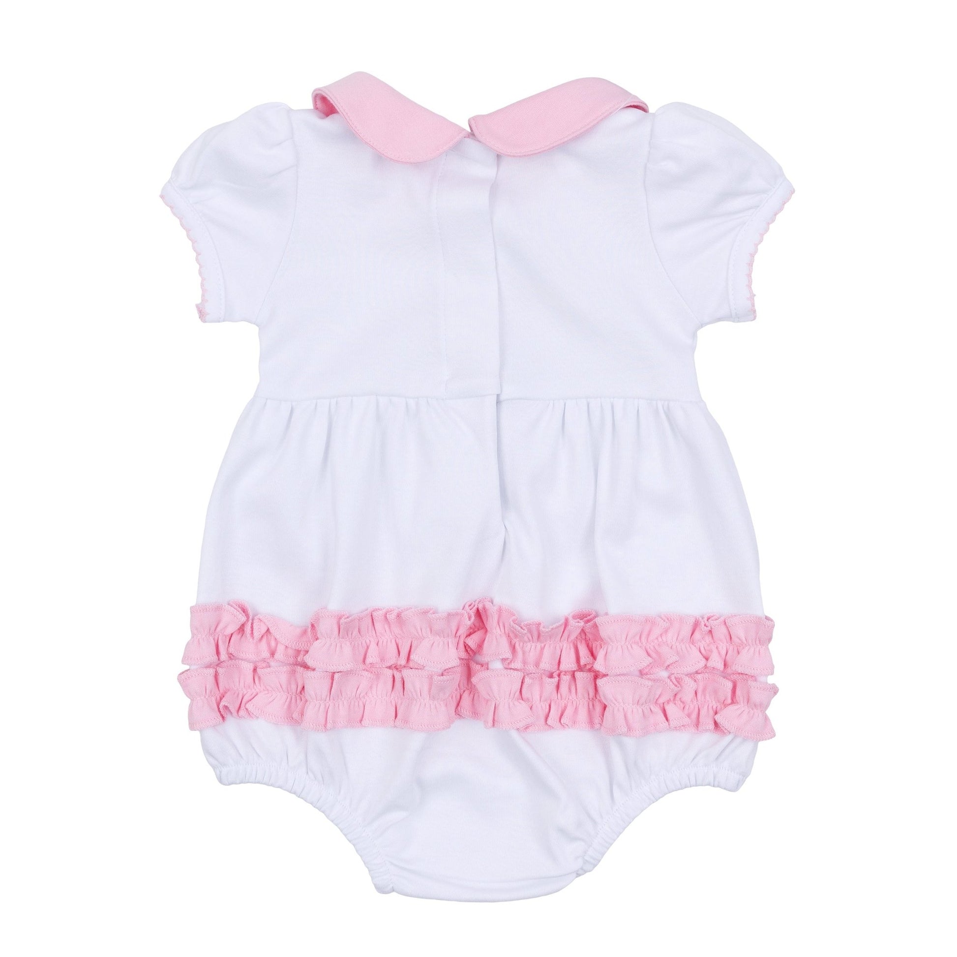 Precious Pumpkins Collared Ruffle Short Sleeve Bubble - Pink - Magnolia BabyBubble