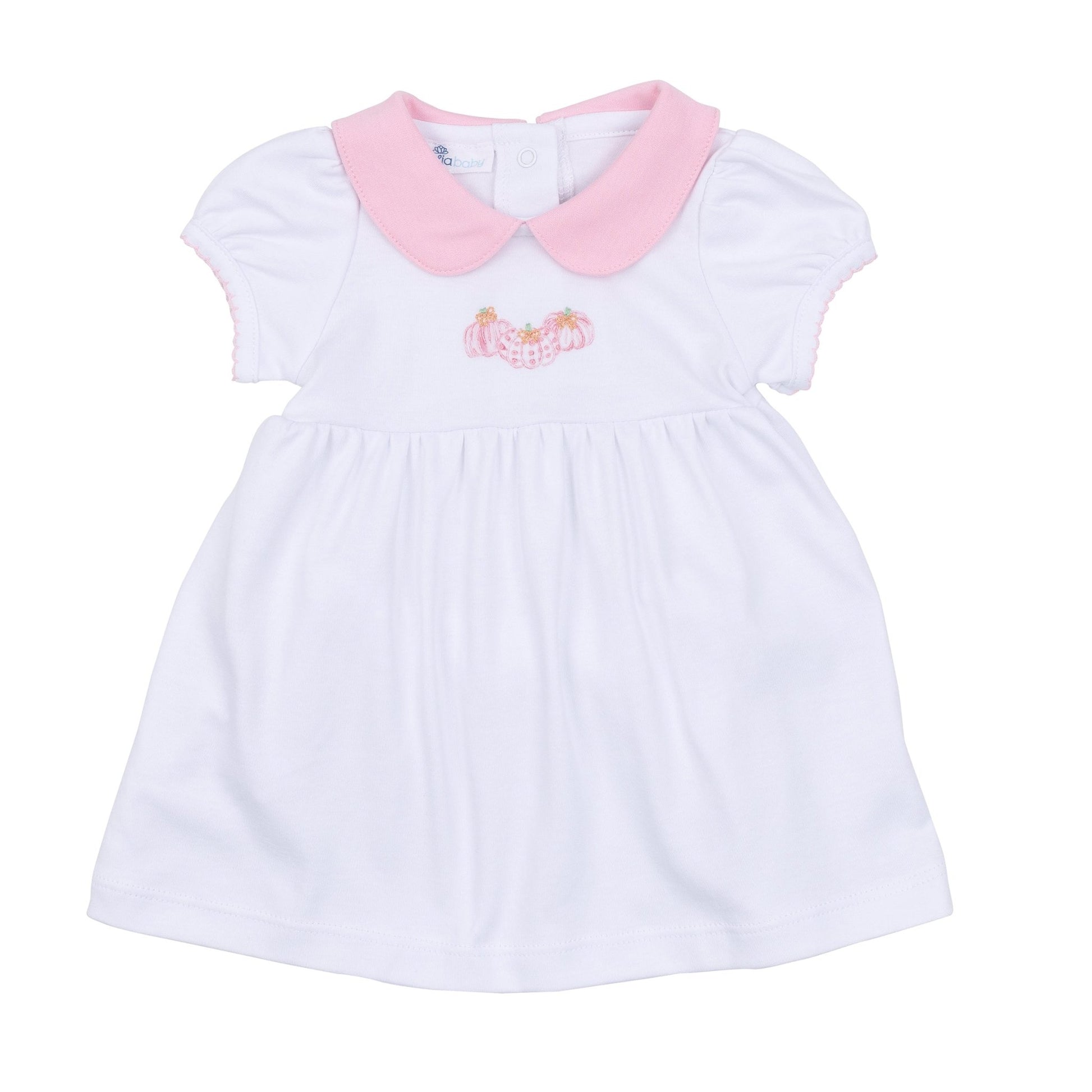 Precious Pumpkins Collared Short Sleeve Dress - Pink - Magnolia BabyDress