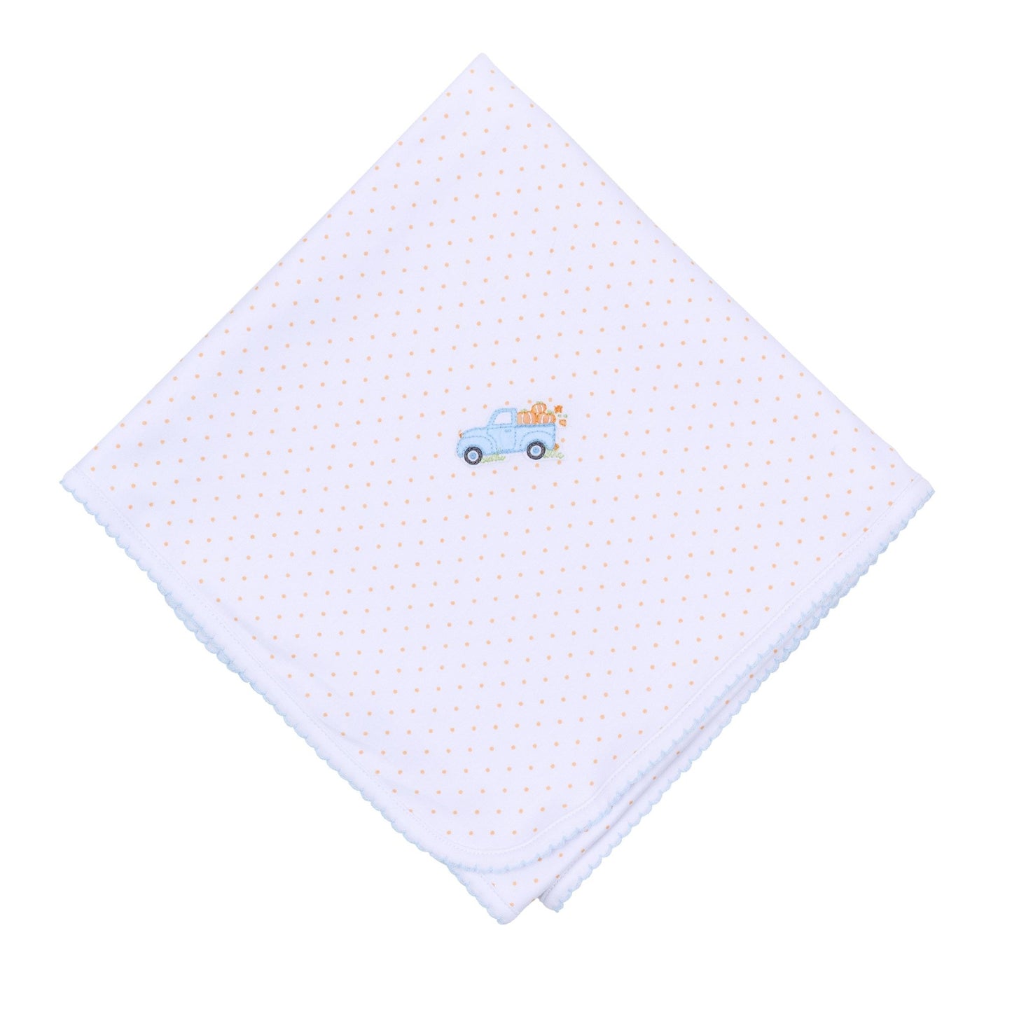 Pumpkin Patch Fun Embroidered Receiving Blanket - Light Blue - Magnolia BabyReceiving Blanket