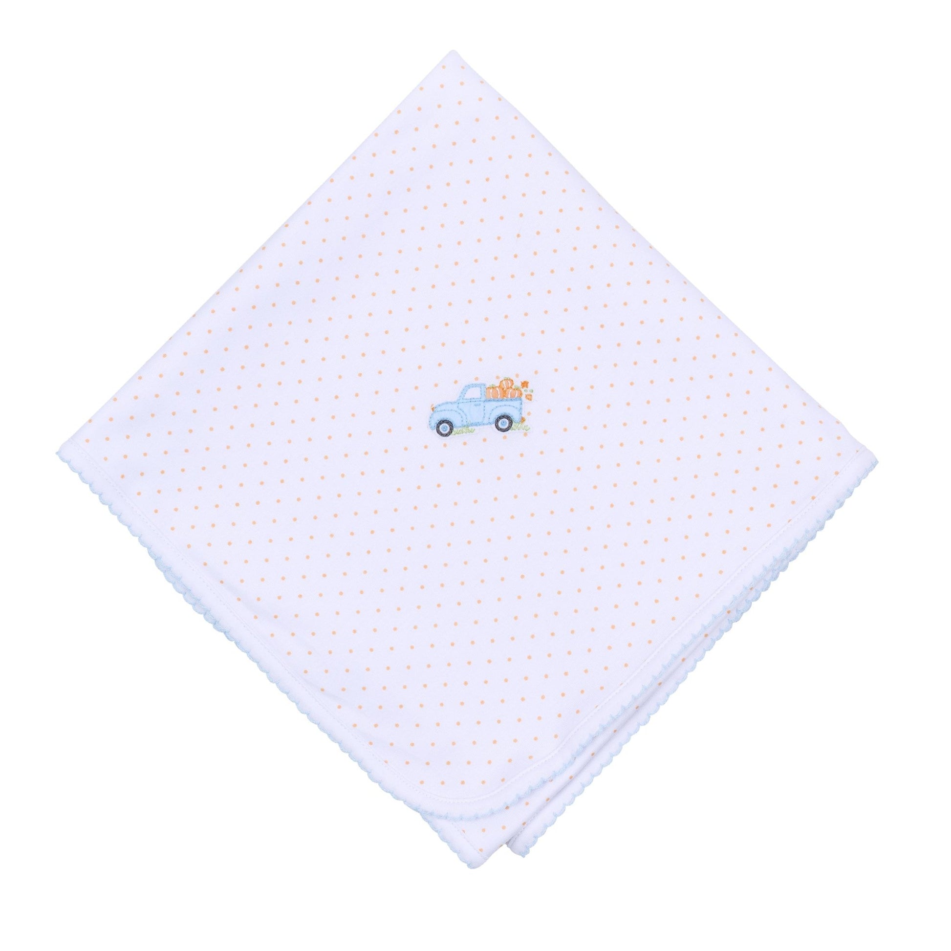 Pumpkin Patch Fun Embroidered Receiving Blanket - Light Blue - Magnolia BabyReceiving Blanket