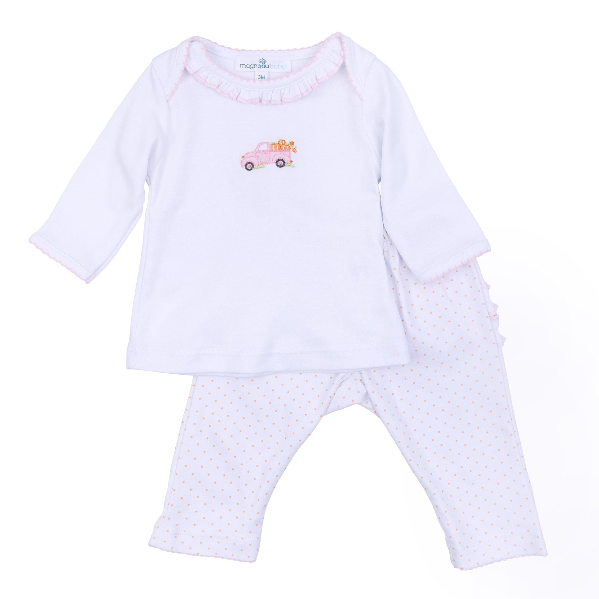Pumpkin Patch Fun Embroidered Ruffle 2pc Pant Set - Pink - Magnolia Baby2pc Pant Set