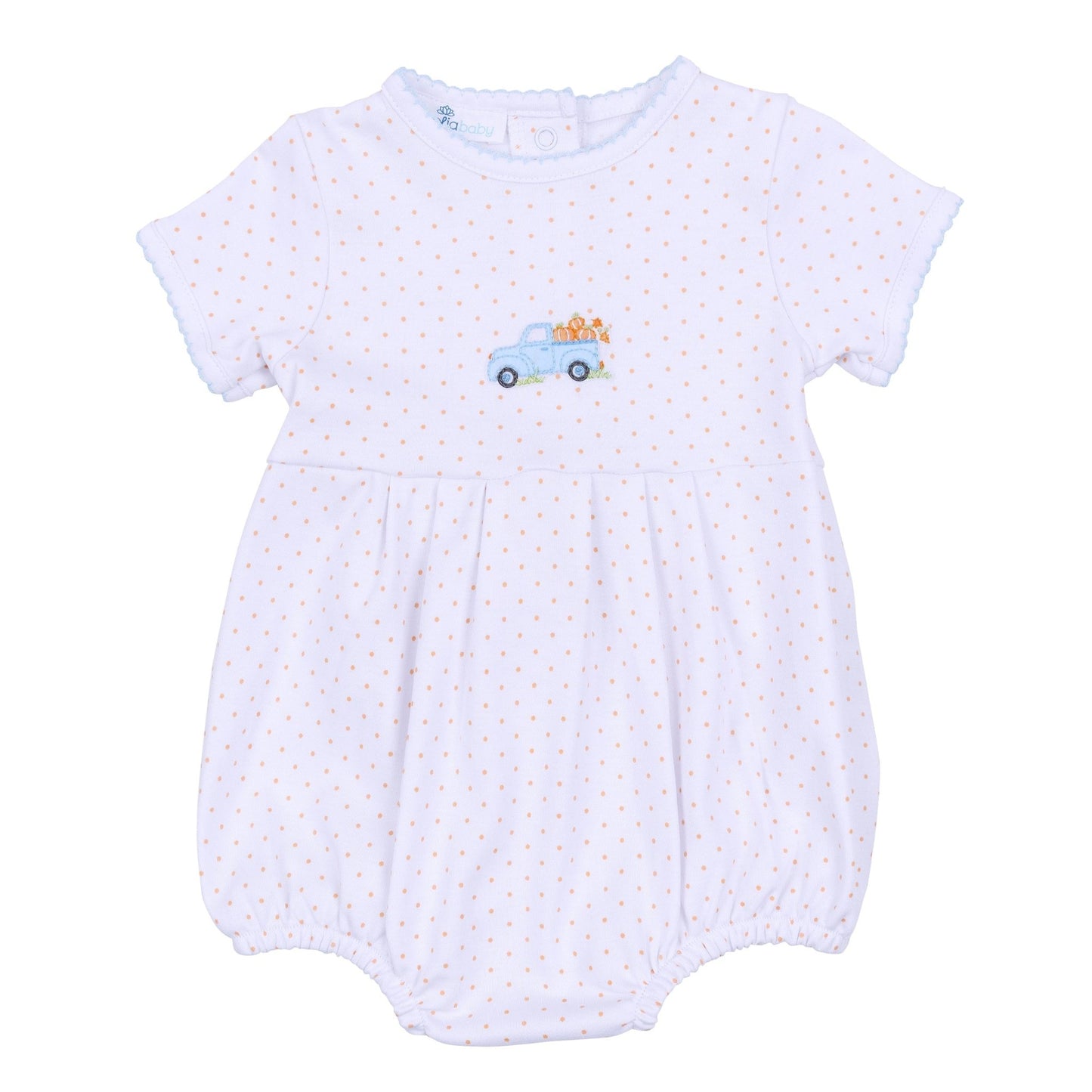 Pumpkin Patch Fun Embroidered Short Sleeve Bubble - Light Blue - Magnolia BabyBubble