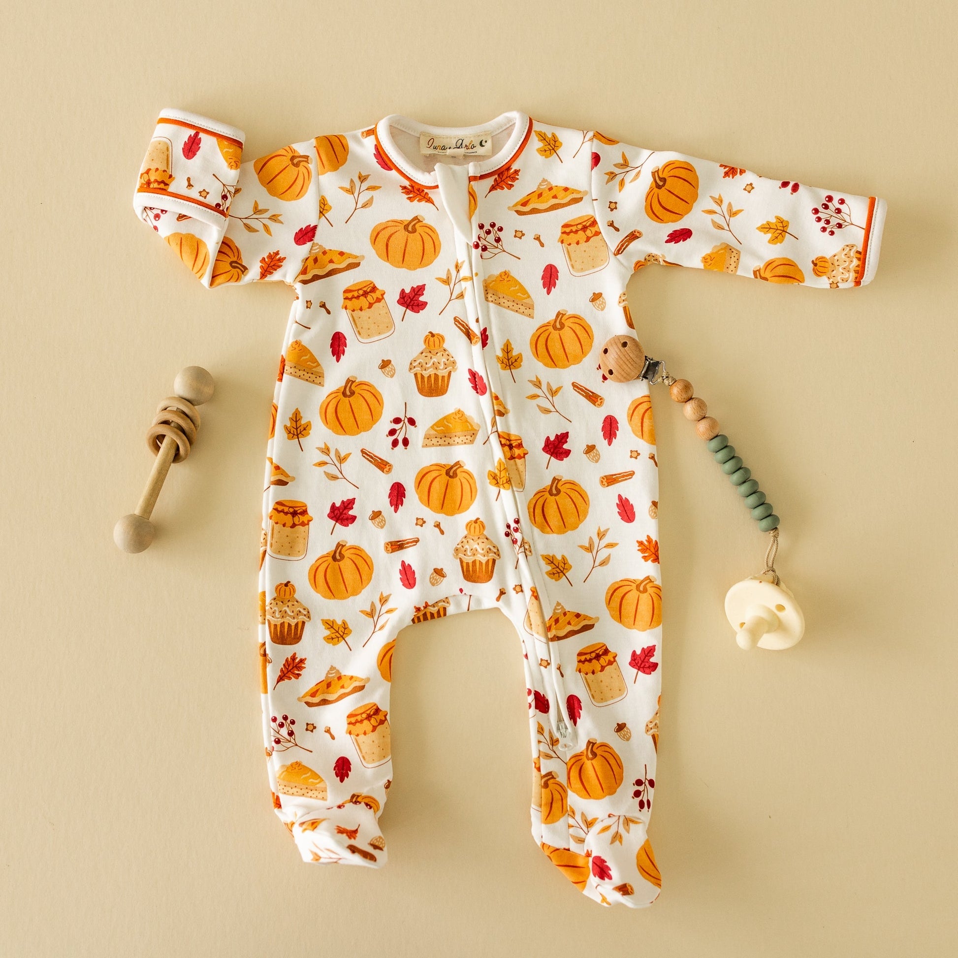 Pumpkin Spice Zip Footie - Magnolia BabyFootie