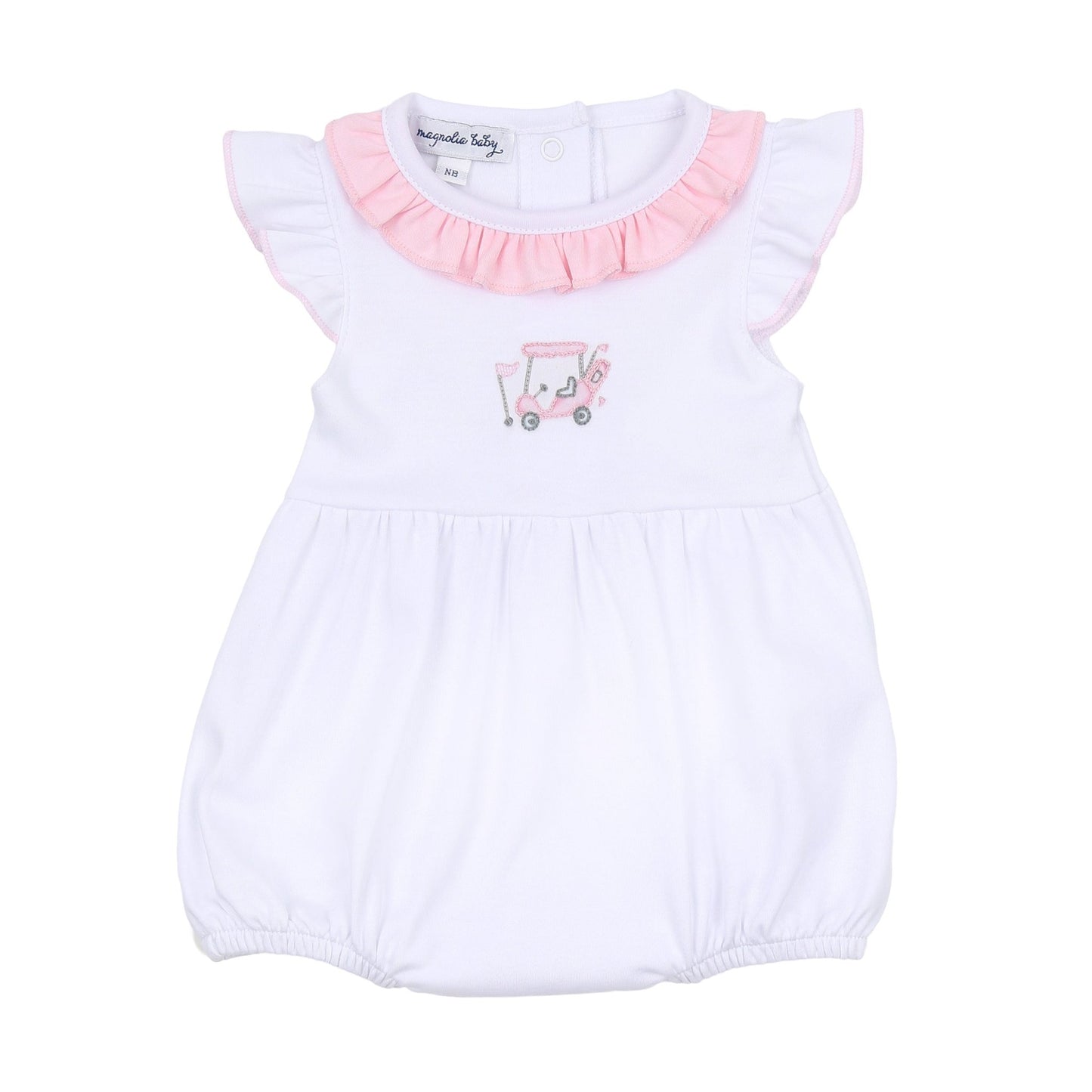 Putting Around Pink Embroidered Flutters Toddler Bubble - Magnolia BabyBubble
