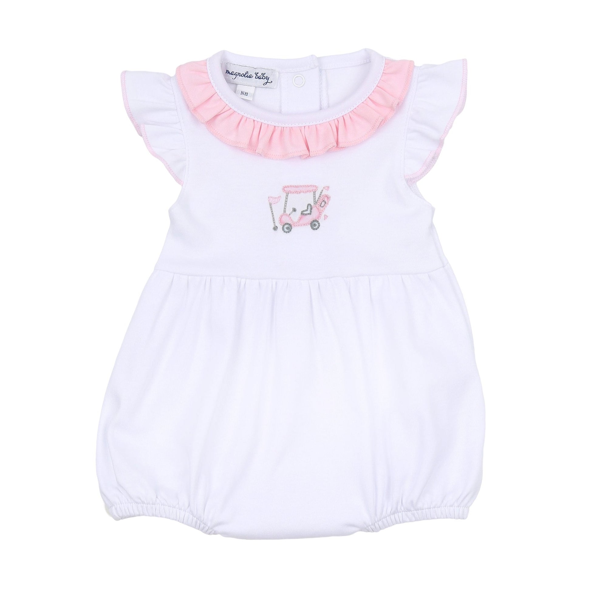 Putting Around Pink Embroidered Flutters Toddler Bubble - Magnolia BabyBubble