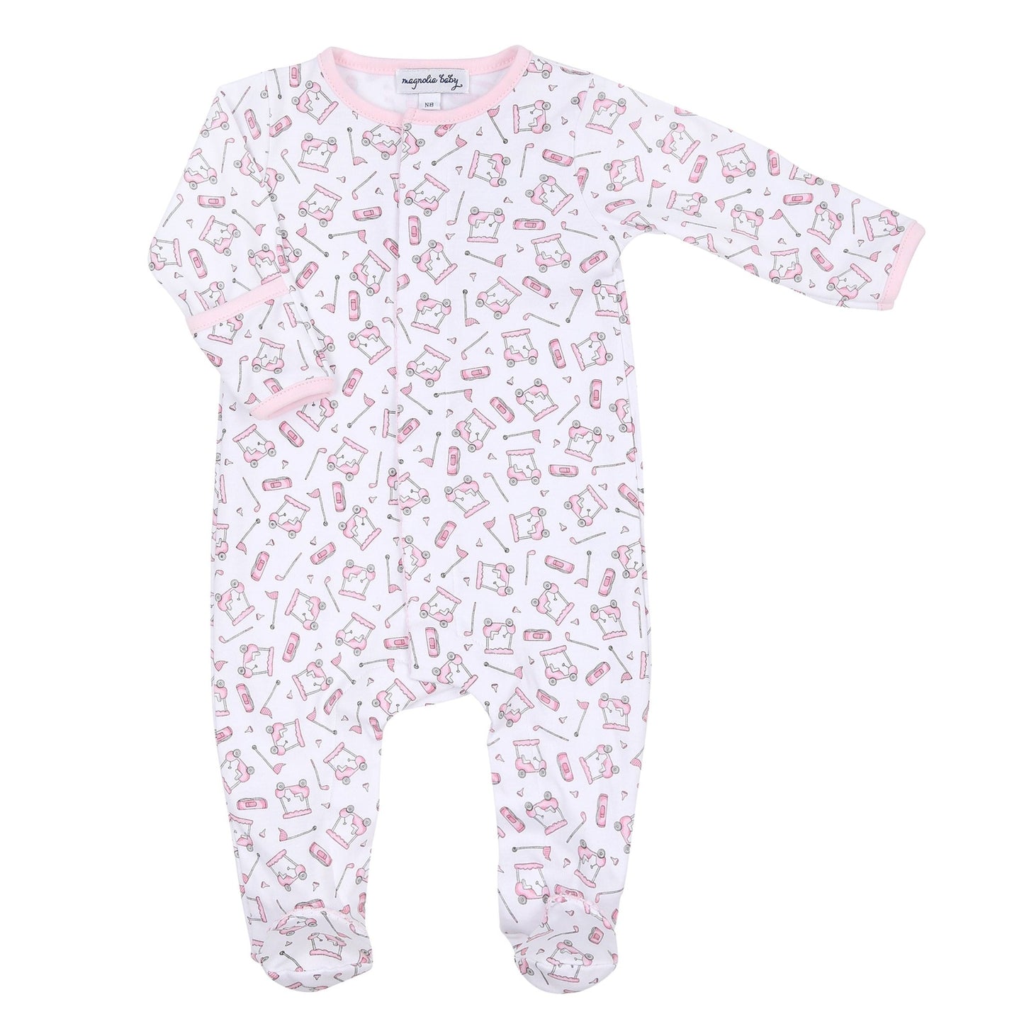 Putting Around Pink Print Footie - Magnolia BabyFootie