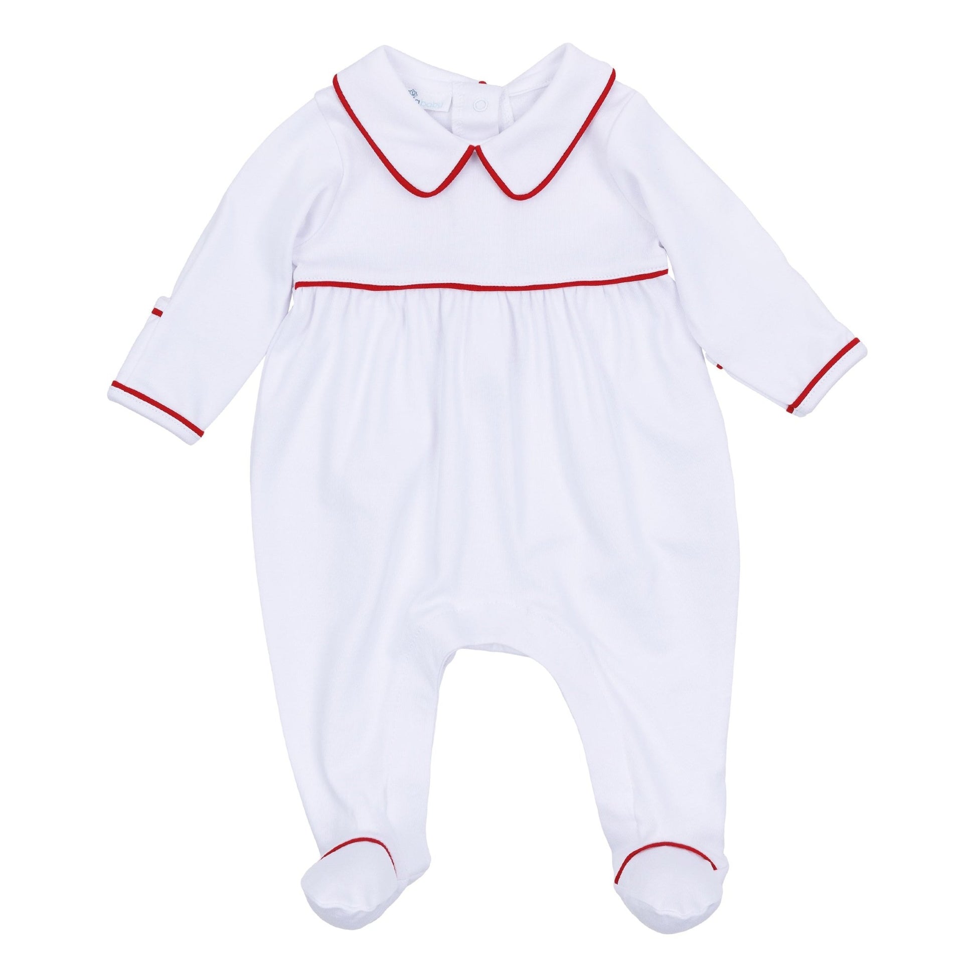 Red and White Essentials Collared Footie - Magnolia BabyFootie