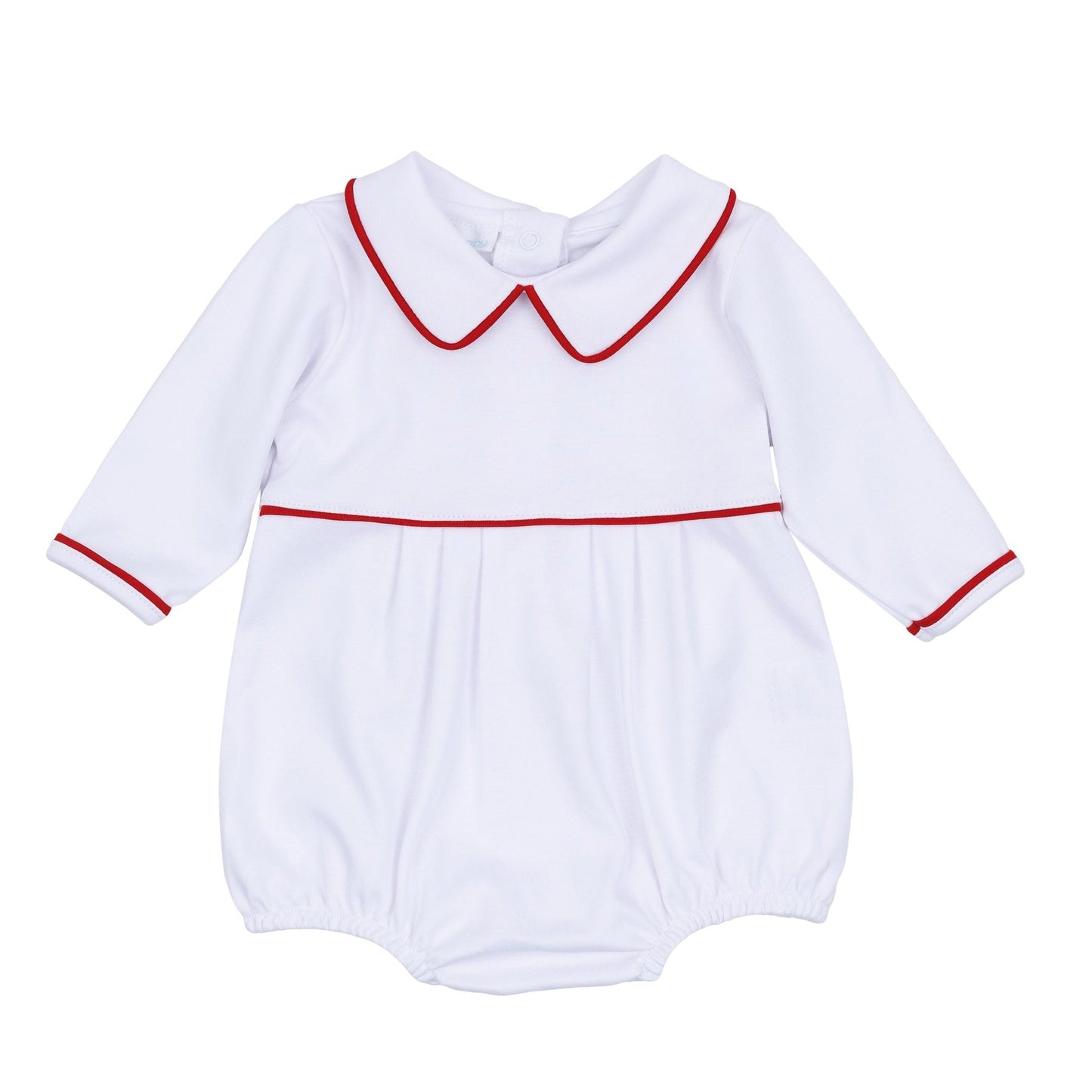Red and White Essentials Collared Long Sleeve Bubble - Magnolia BabyBubble