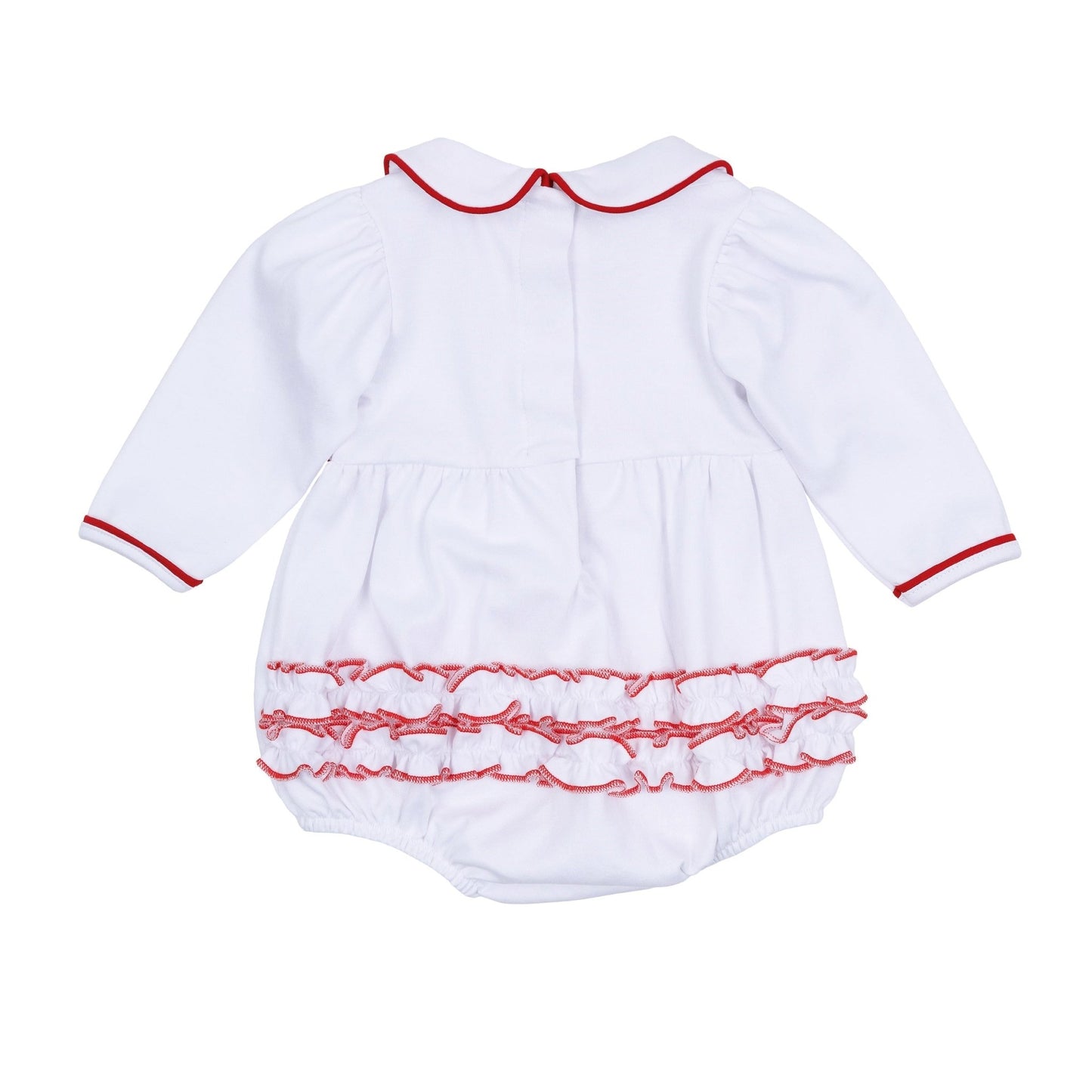 Red and White Essentials Collared Ruffle Long Sleeve Bubble - Magnolia BabyBubble