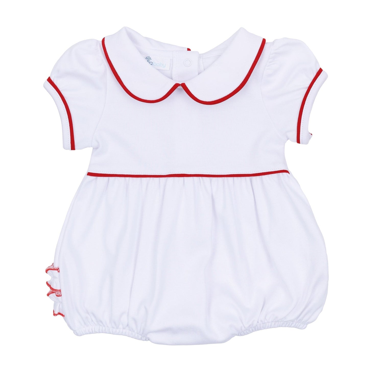 Red and White Essentials Collared Ruffle Short Sleeve Bubble - Magnolia BabyBubble