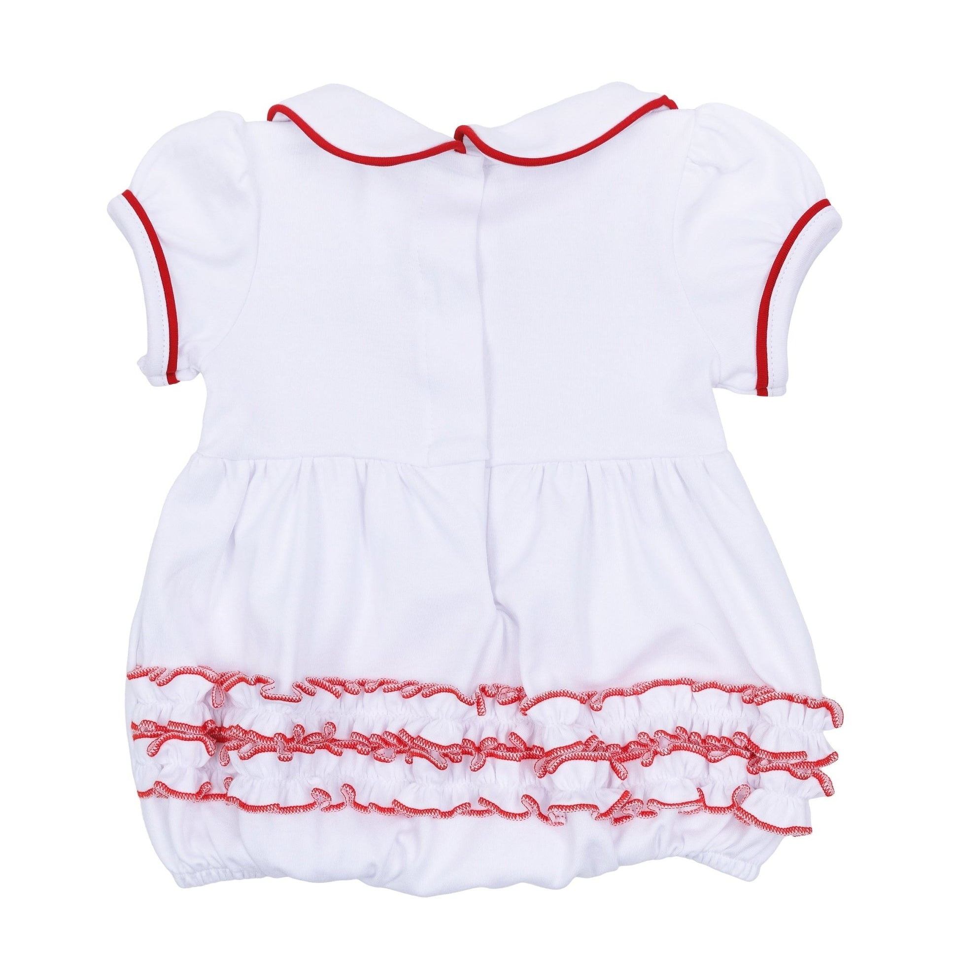 Red and White Essentials Collared Ruffle Short Sleeve Bubble - Magnolia BabyBubble