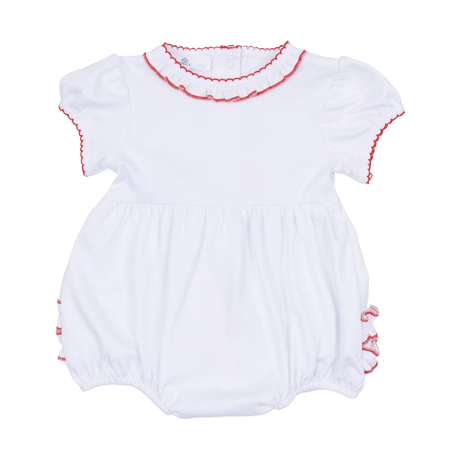 Red and White Essentials Ruffle Short Sleeve Bubble - Magnolia BabyBubble