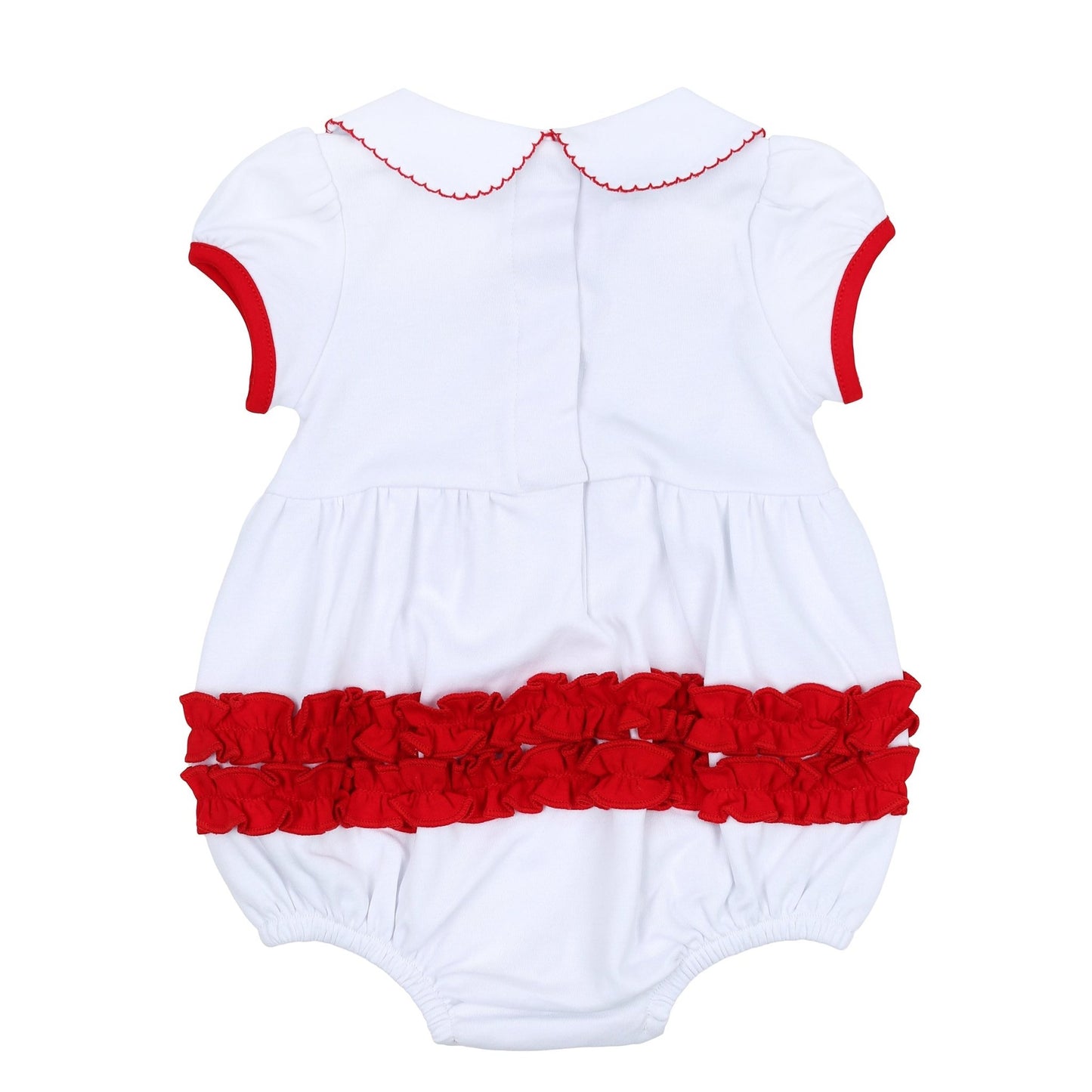 Red, White & Blue! Embroidered Collared Ruffle Bubble - Magnolia BabyBubble
