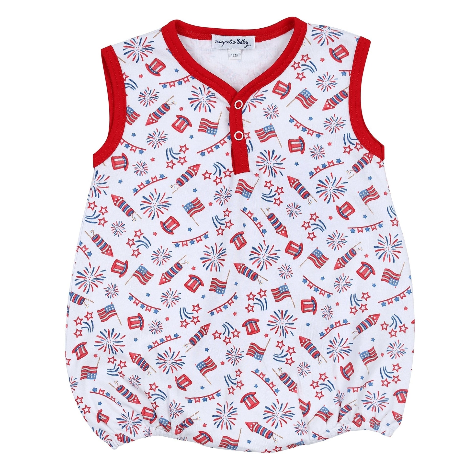 Red, White & Blue! Print Front Snap Sleeveless Bubble - Magnolia BabyBubble