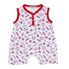  Red, White & Blue! Print Front Snap Sleeveless Short Playsuit - Magnolia BabyShort Playsuit