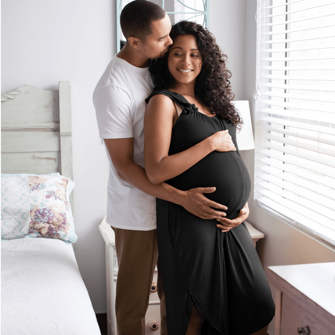 Ruffle Strap Labor, Delivery & Nursing Gown - Black - Magnolia BabyMaternity