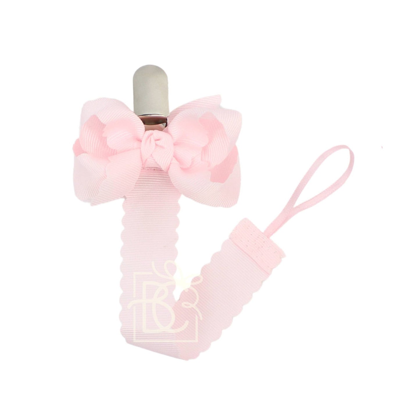 Scalloped Pacifier Clip with Detachable Bow - Pink - Magnolia BabyPacifiers & Clips