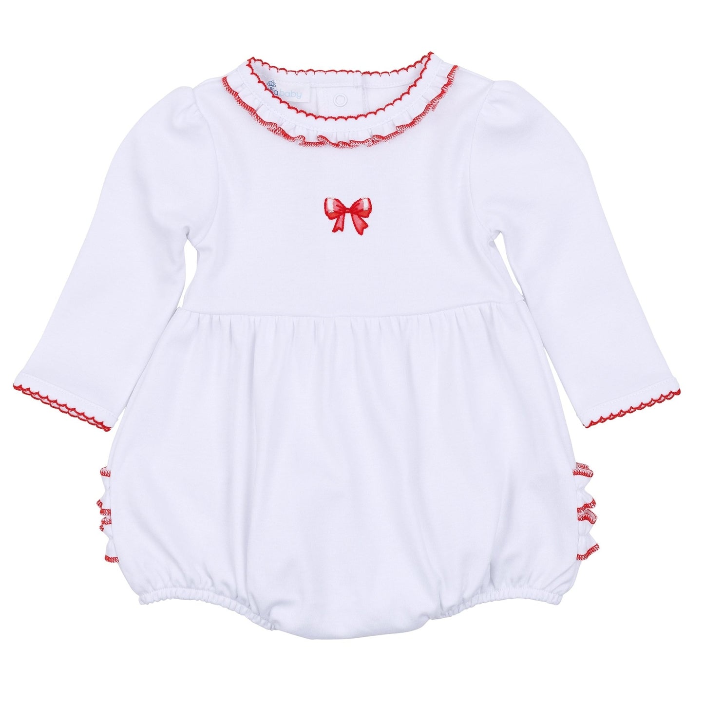Scarlett Bows Embroidered Long Sleeve Bubble - Magnolia BabyBubble