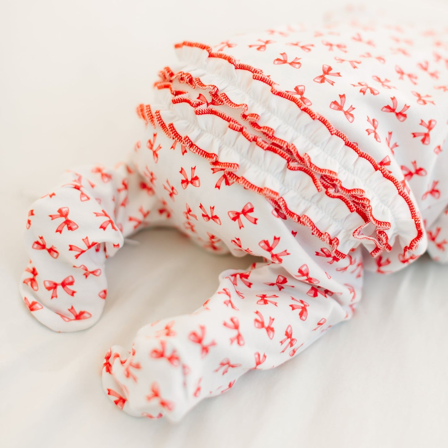 Scarlett Bows Print Zip Footie - Magnolia BabyFootie