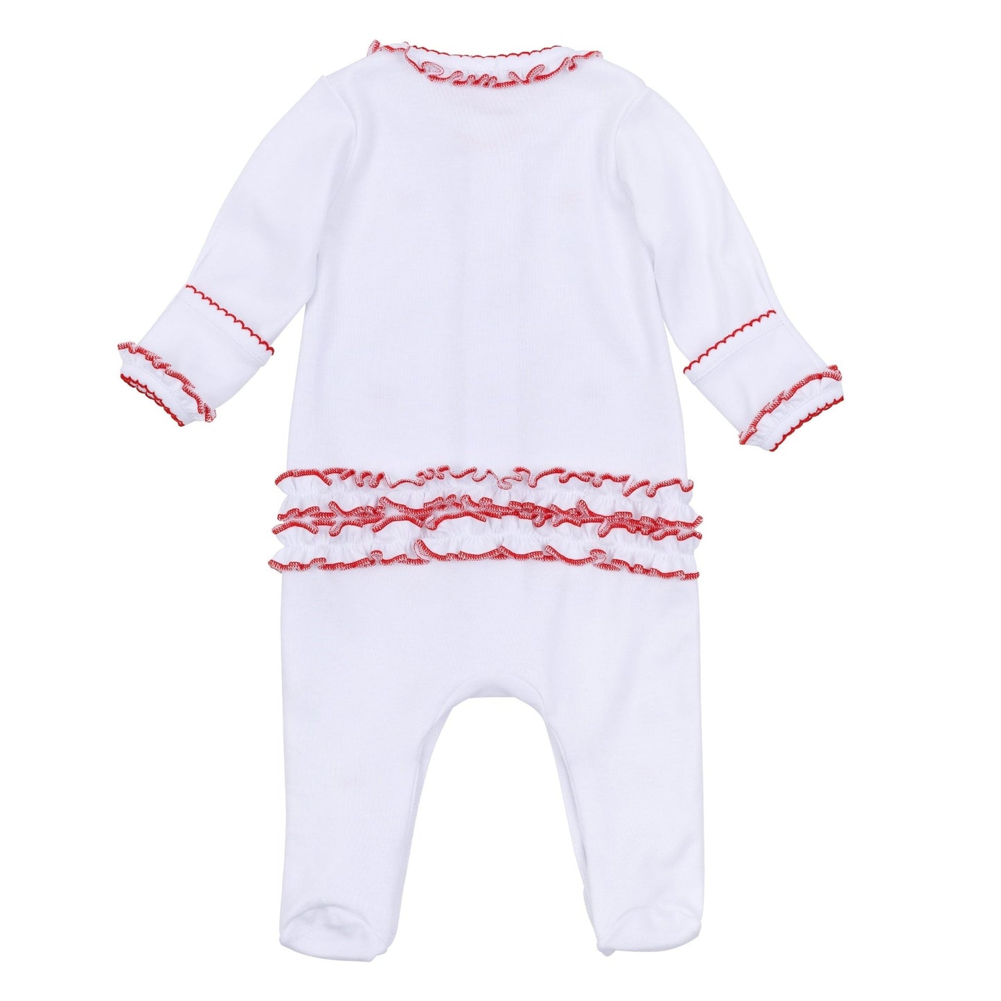 Scarlett Bows Scattered Ruffle Footie - Magnolia BabyFootie