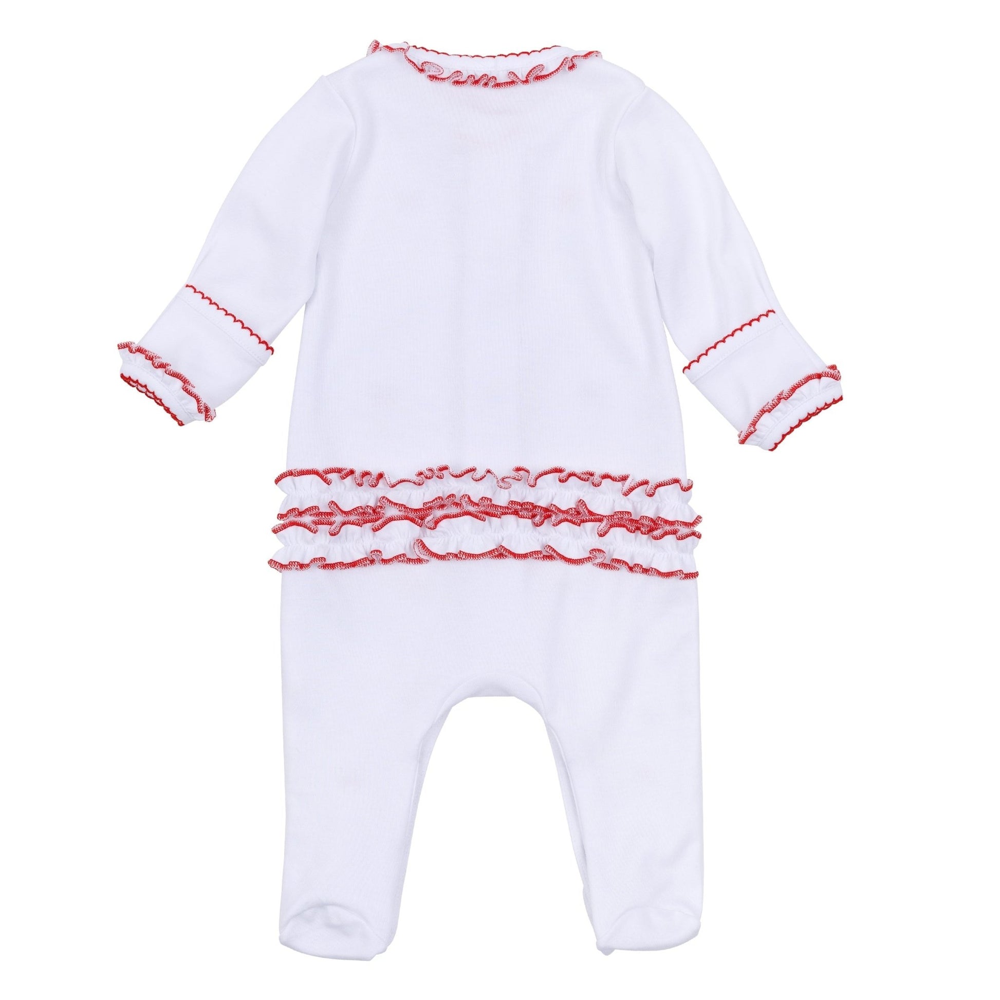 Scarlett Bows Scattered Ruffle Footie - Magnolia BabyFootie