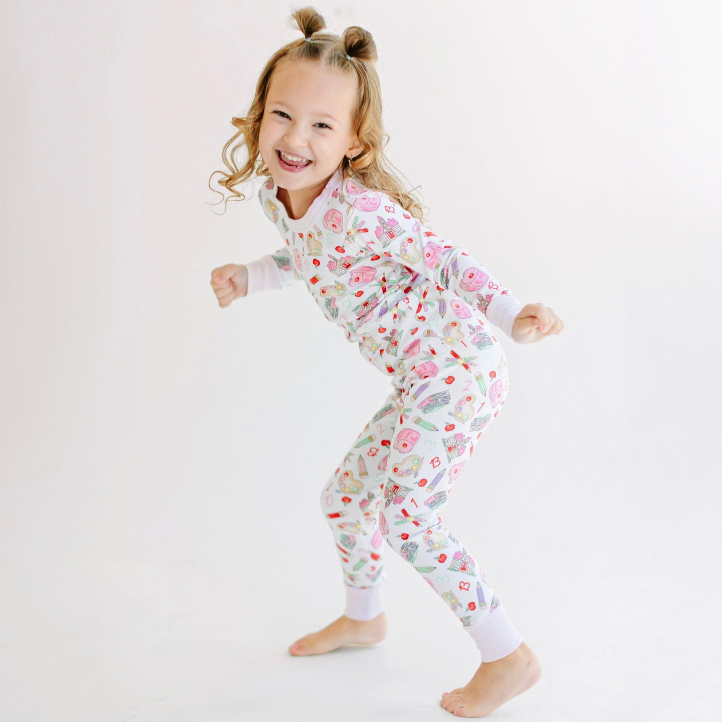 School Day Sweetness Long Pajamas - Pink - Magnolia BabyLong Pajamas