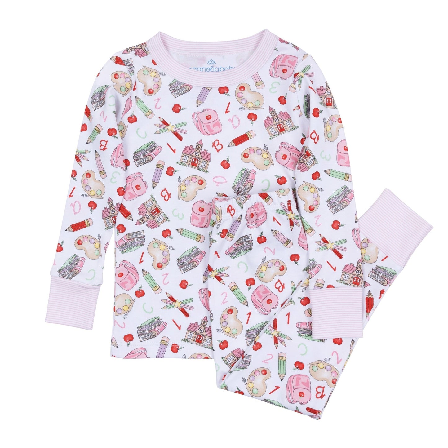 School Day Sweetness Long Pajamas - Pink - Magnolia BabyLong Pajamas