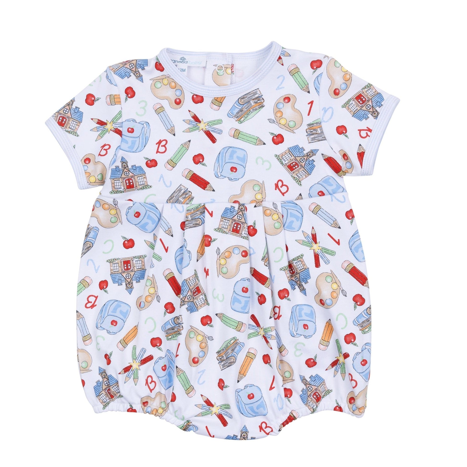 School Day Sweetness Short Sleeve Bubble - Light Blue - Magnolia BabyBubble