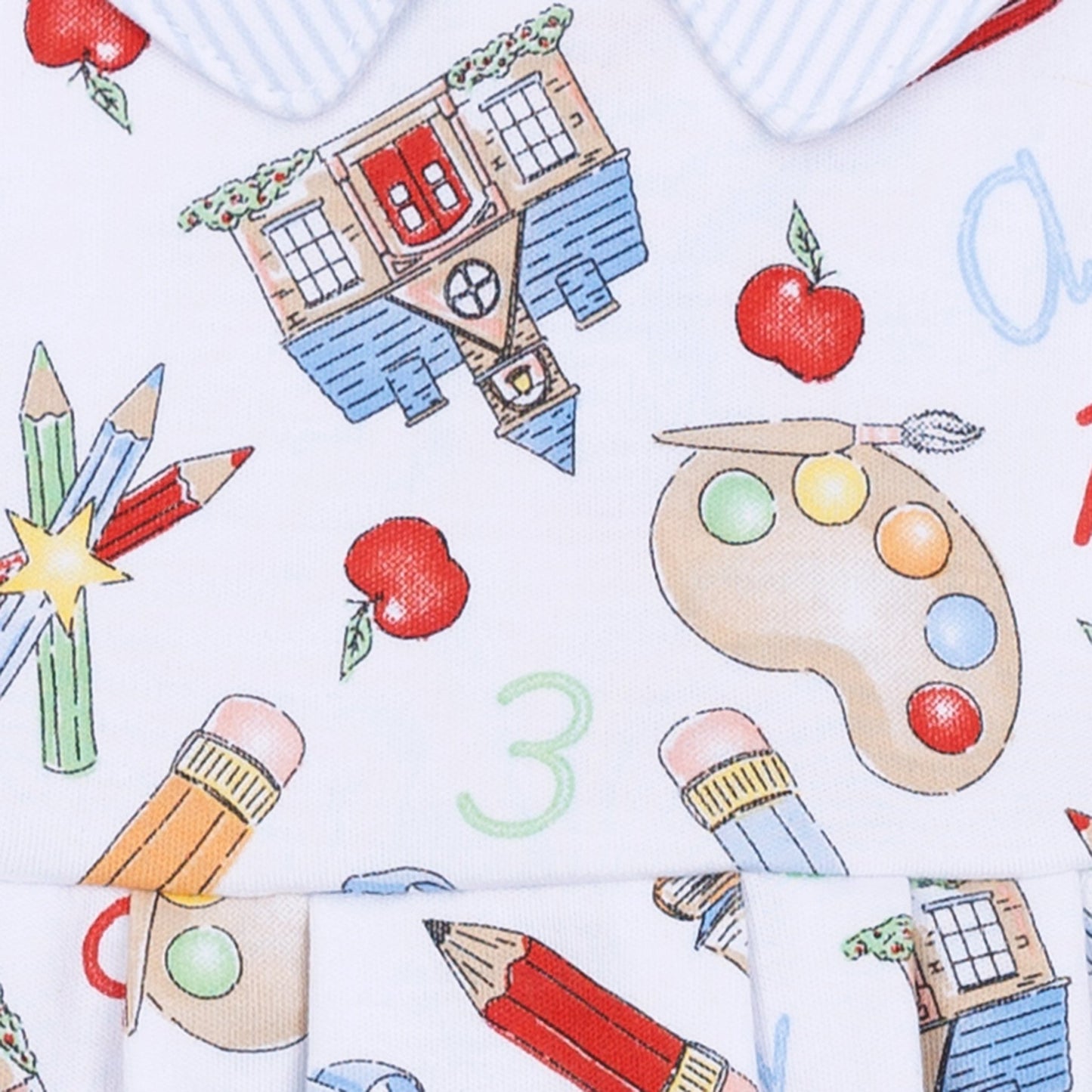 School Day Sweetness Zip Pajamas - Light Blue - Magnolia BabyZipper Pajamas