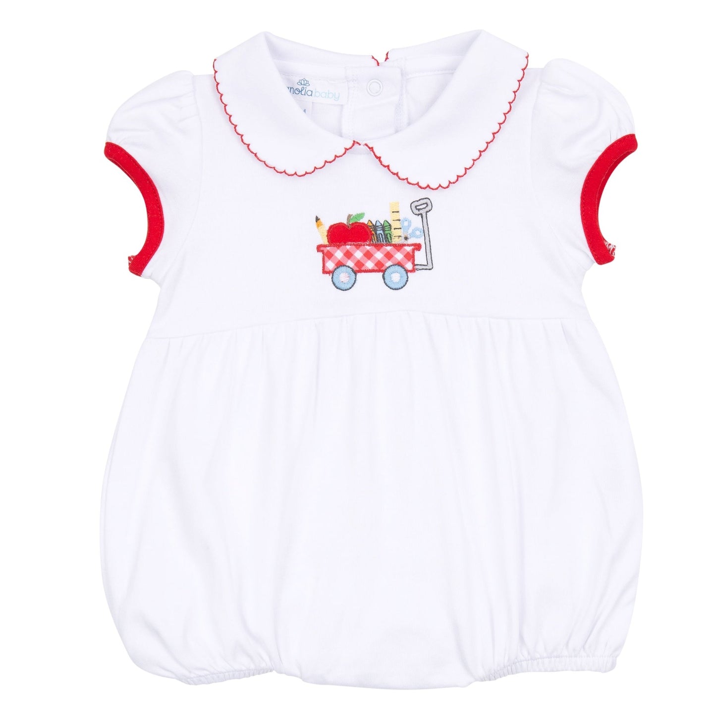 School Wagon Applique Collared Girl Bubble - Magnolia BabyBubble
