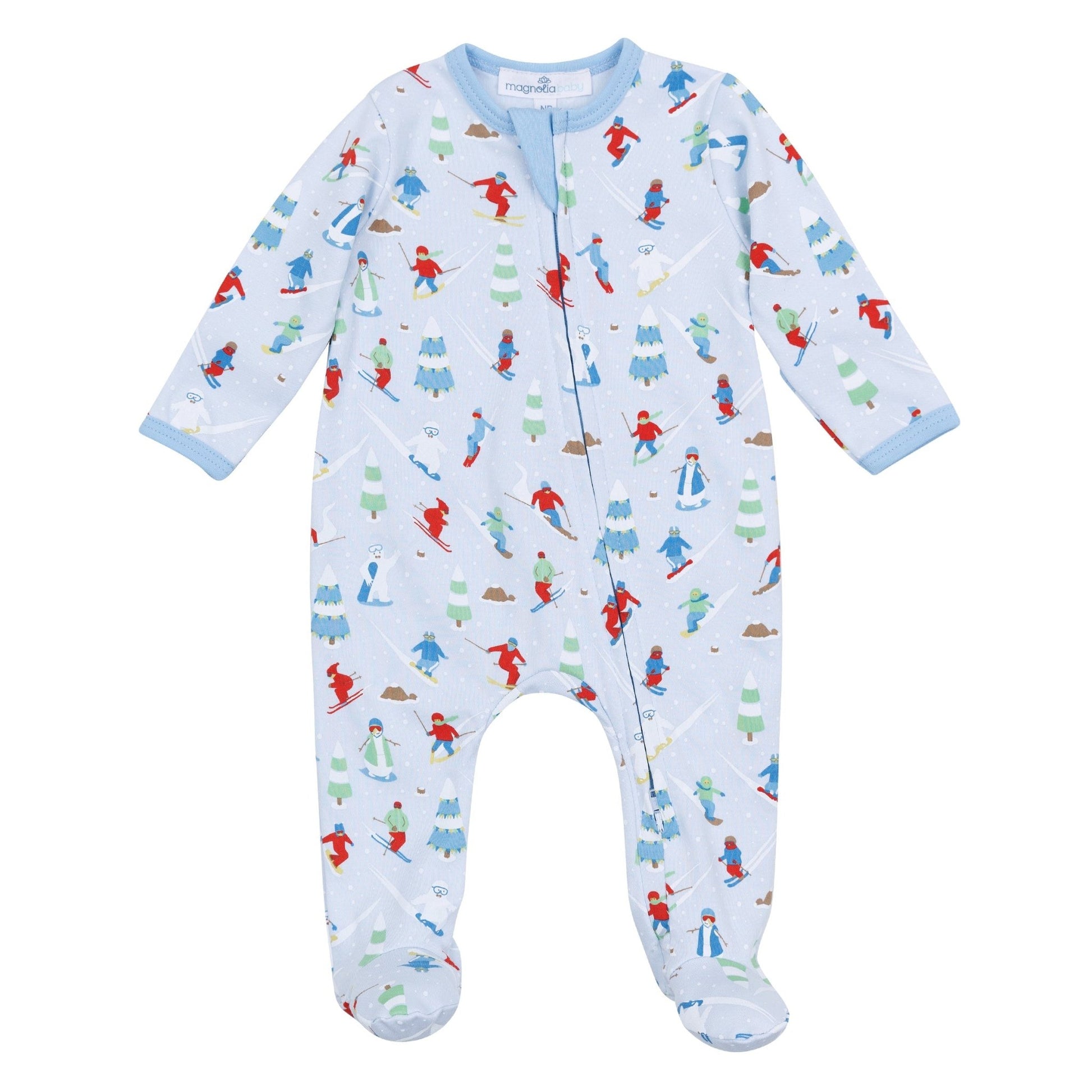 Ski Buddies Zip Footie - Light Blue - Magnolia BabyFootie