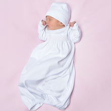  Solid Essentials White Pink Smocked Gown - Magnolia BabyGown