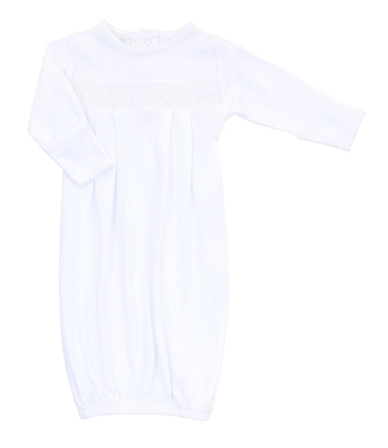 Solid Essentials White Smocked Gown - Magnolia BabyGown