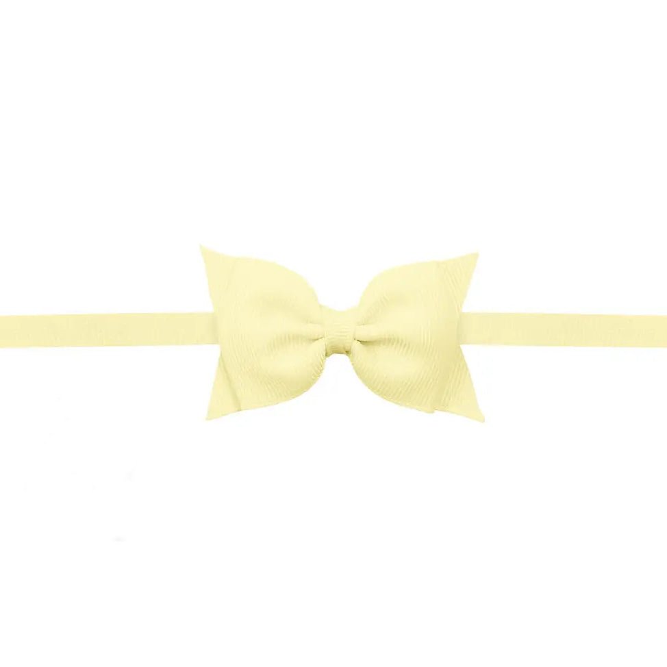 Sophia Baby Headband with Grosgrain Bow - Light Yellow - Magnolia BabyHeadband