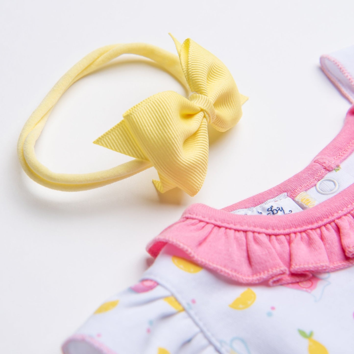 Sophia Baby Headband with Grosgrain Bow - Light Yellow - Magnolia BabyHeadband