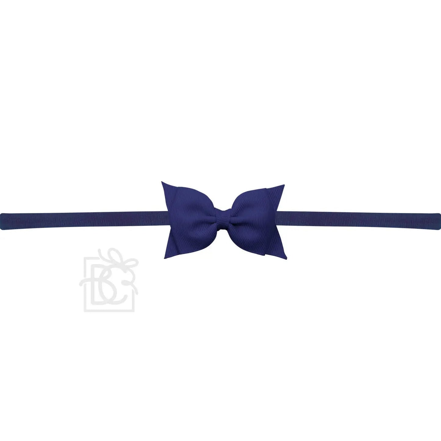 Sophia Baby Headband with Grosgrain Bow - Navy Blue - Magnolia BabyHeadband