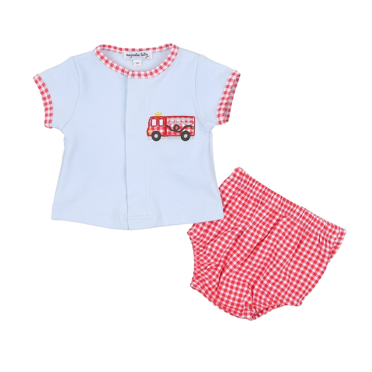 Sound the Alarm Applique Blue Diaper Cover Set - Magnolia BabyDiaper Cover