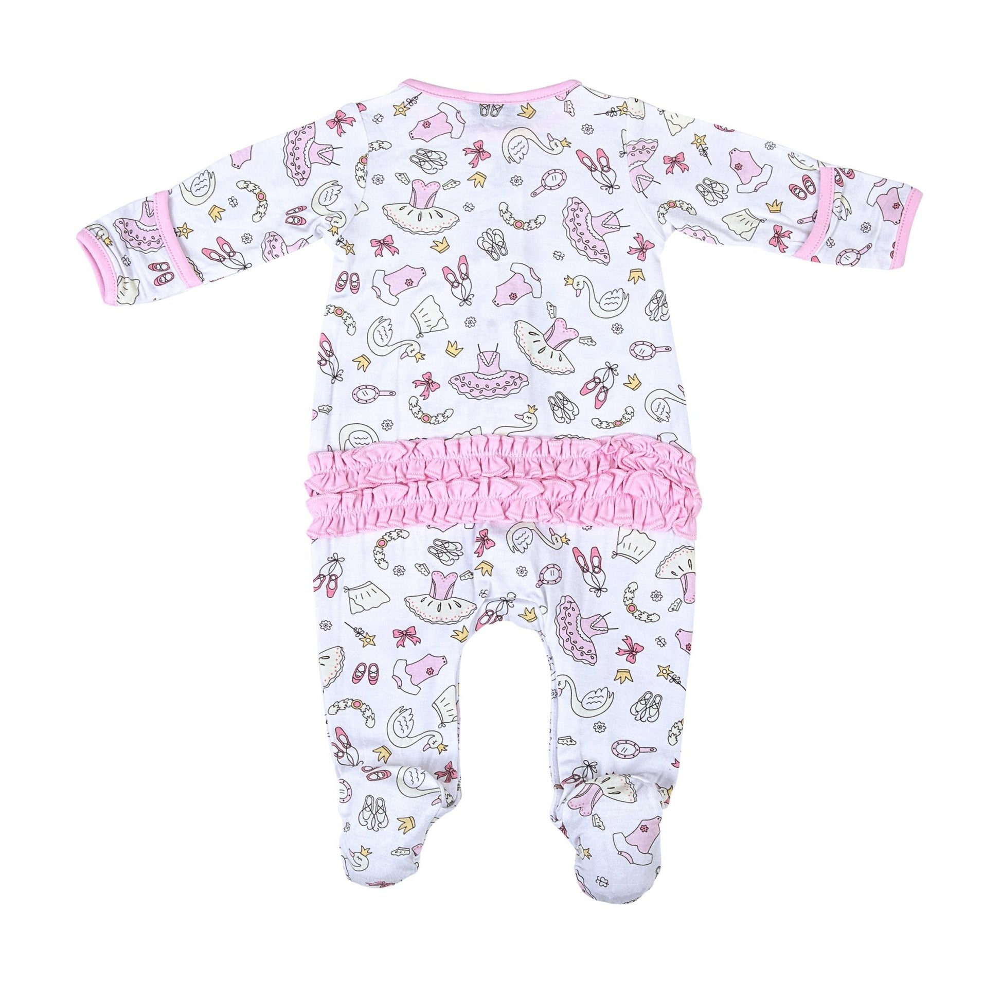 Swan Lake Ruffle Footie - Magnolia BabyFootie