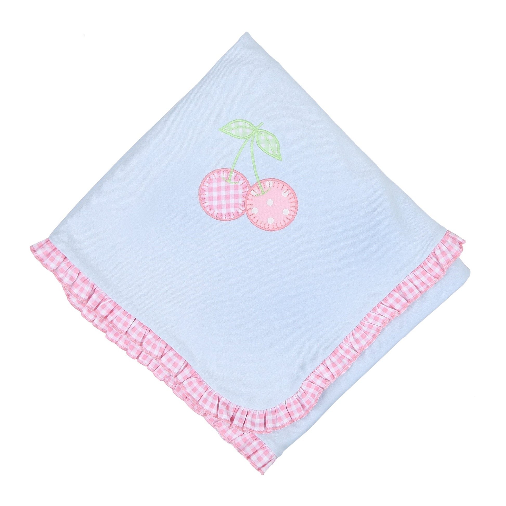Sweet Cherry Applique Ruffle Receiving Blanket - Magnolia BabyReceiving Blanket