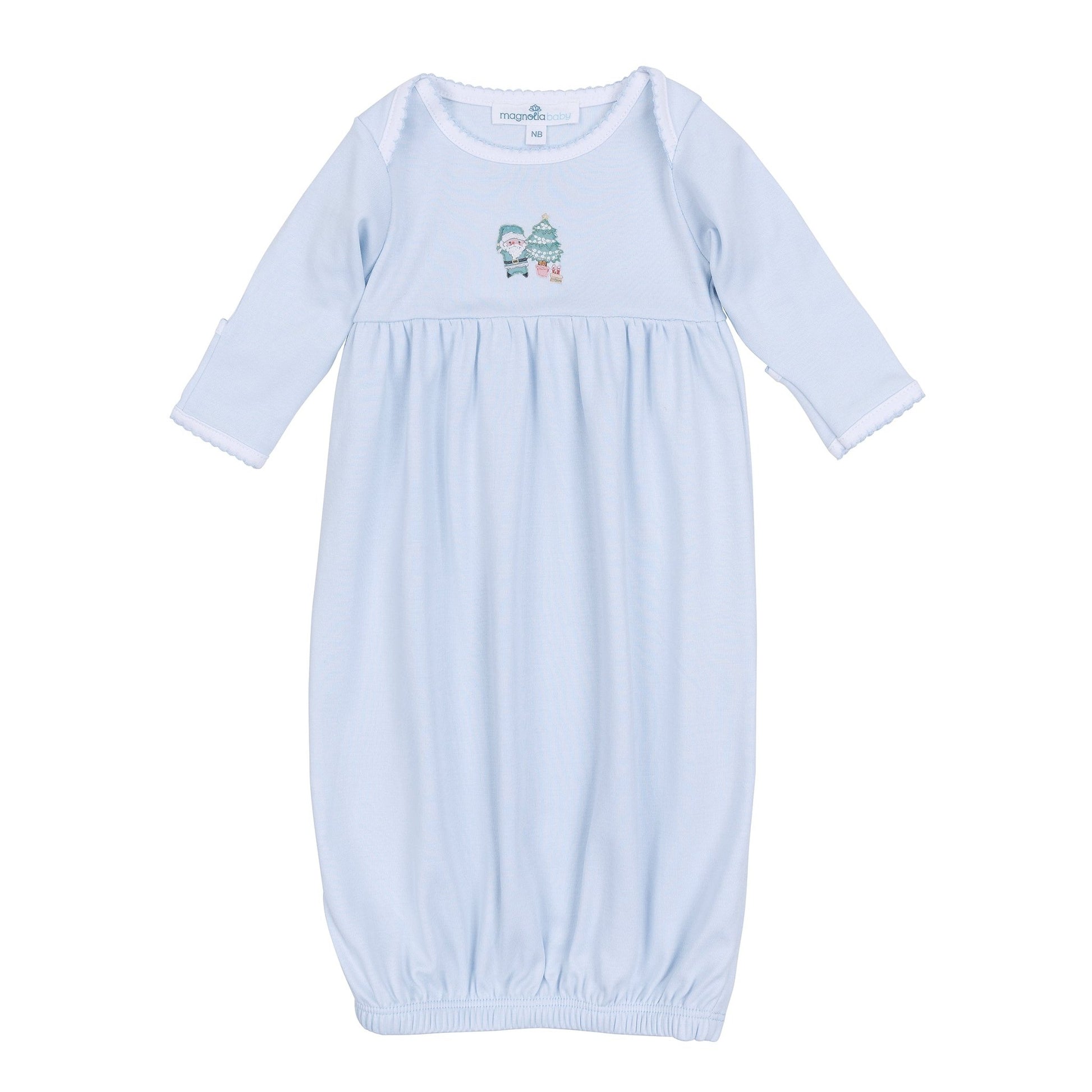 Sweet Little Christmas Embroidered Gown - Blue - Magnolia BabyGown