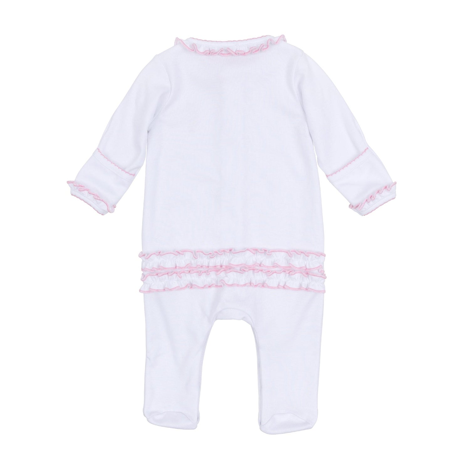 Sweet Peppermint Embroidered Ruffle Footie - Magnolia BabyFootie