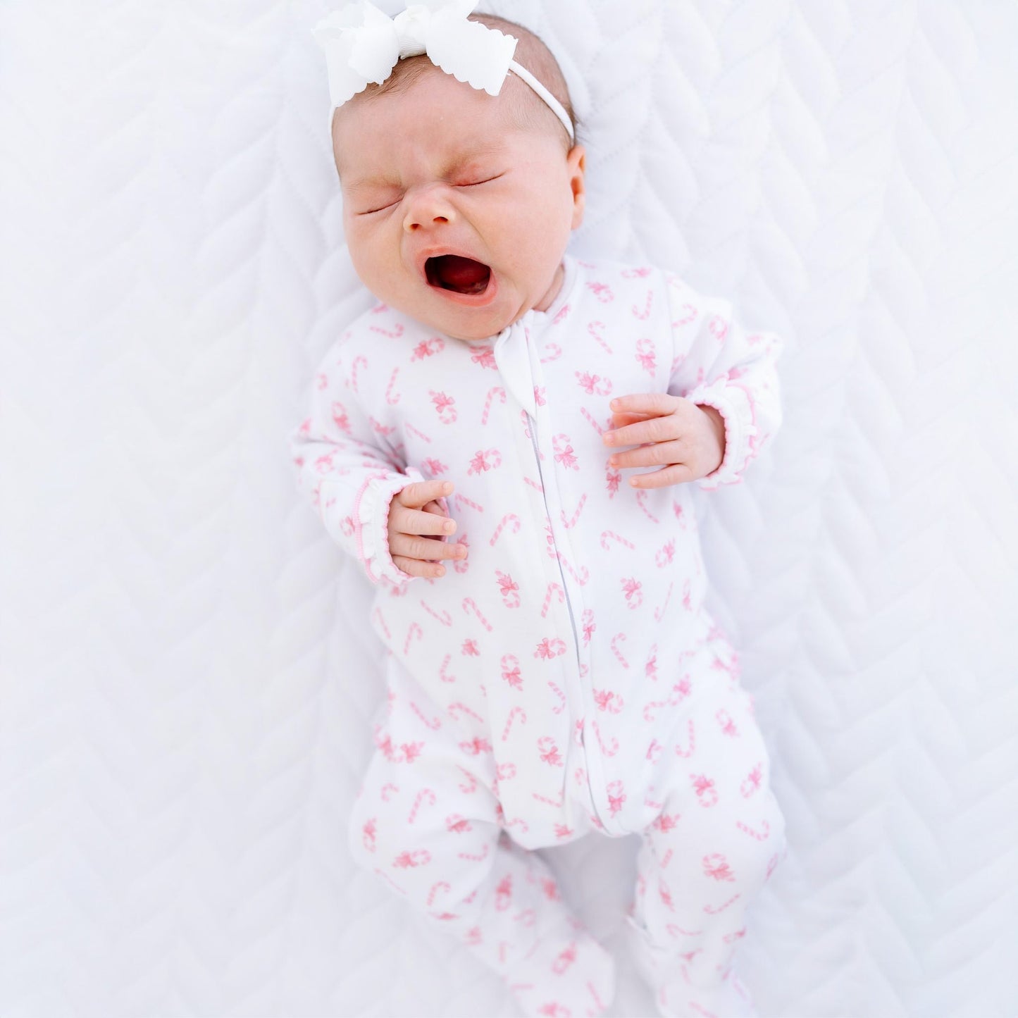 Sweet Peppermint Print Zip Footie - Magnolia BabyFootie