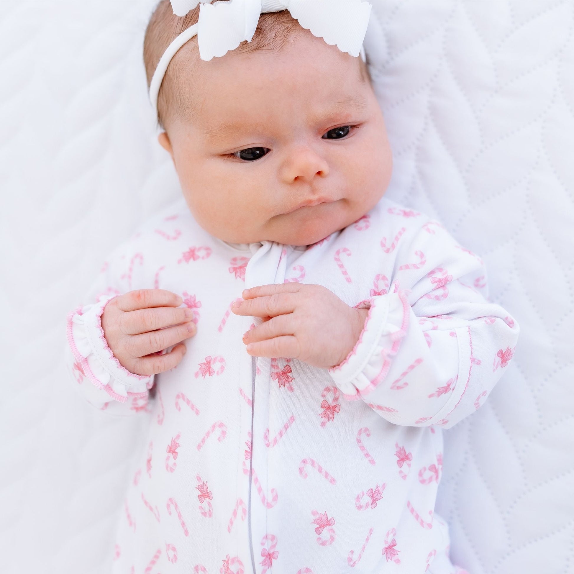 Sweet Peppermint Print Zip Footie - Magnolia BabyFootie