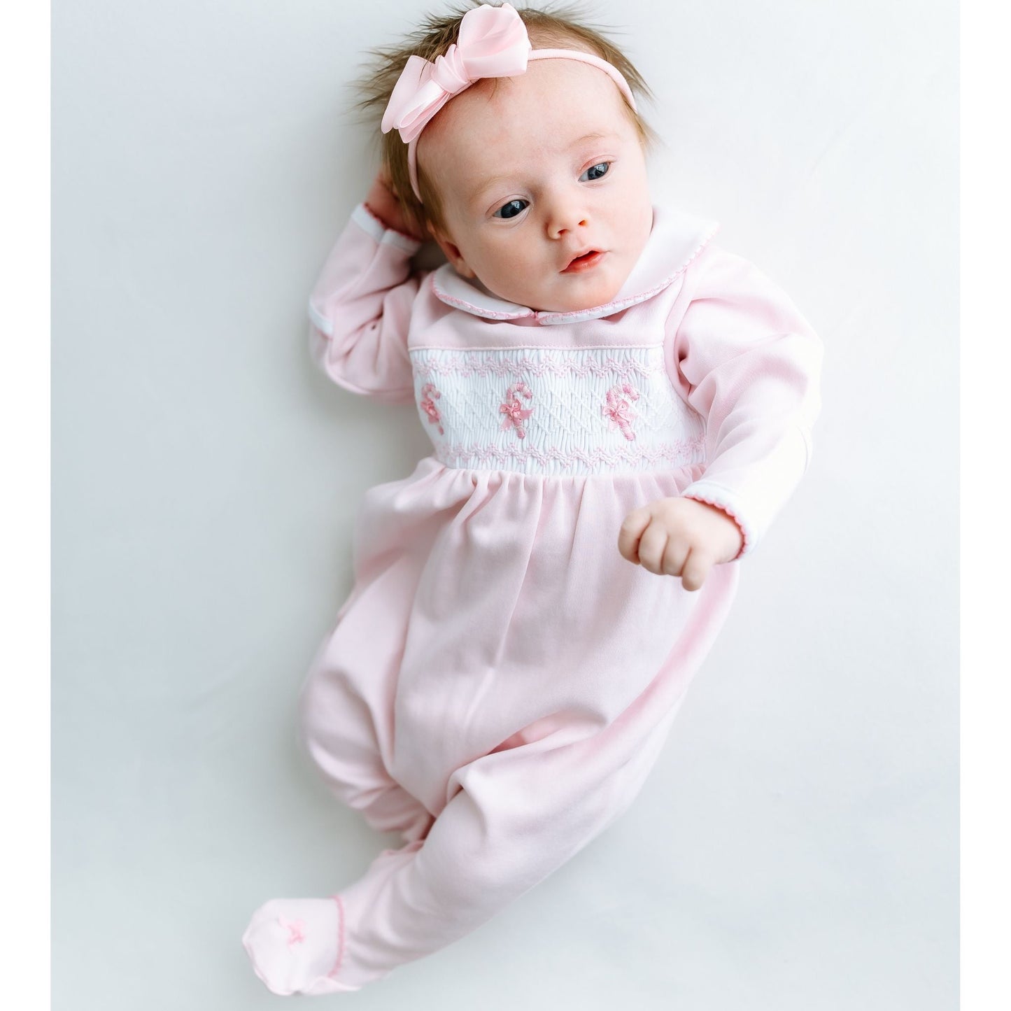Sweet Peppermint Smocked Footie - Magnolia BabyFootie