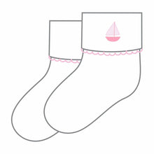  Sweet Sailing Pink Embroidered Socks - Magnolia BabySocks