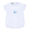 Sweet Whales Blue Embroidered Short Sleeve Boy Bubble - Magnolia BabyBubble