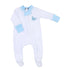 Sweet Whales Blue Embroidered Zip Footie - Magnolia BabyFootie