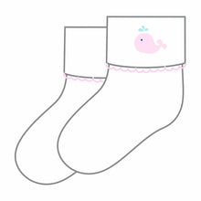  Sweet Whales Pink Embroidered Socks - Magnolia BabySocks