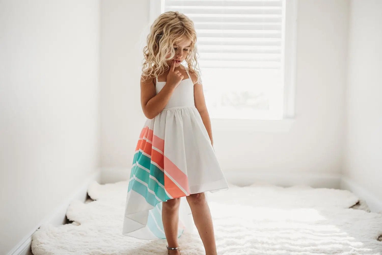 Teal Rainbow Hi - Lo Dress - Magnolia BabyDress